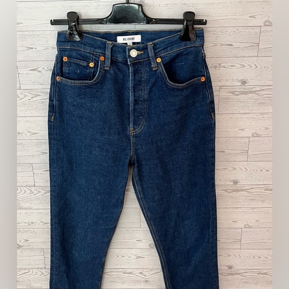 RE/DONE Women's Sz 26 Super High Rise Drainpipe Zip Ankle Jeans Rigid Like Wash - Picture 5 of 16